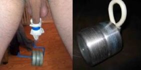 Meregangkan dengan beban zakar